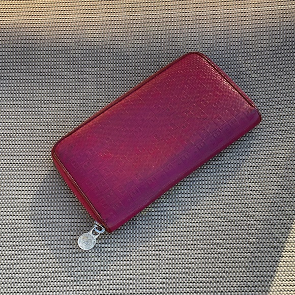 Bally Red Embossed Zip Wallet - Picture 6 of 15